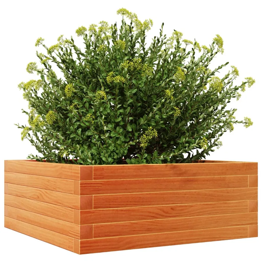 Jardinière cire marron 60x60x23 cm bois de pin massif - 4