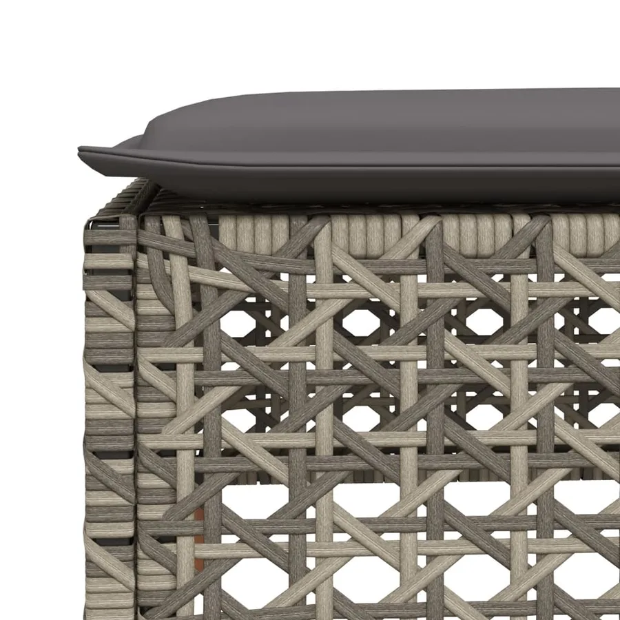 Tabouret de jardin et coussin gris 63,5x56x32 cm résine tressée - 7