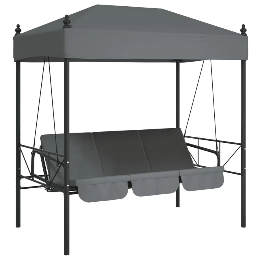 Balancelle de jardin avec auvent gris foncé acier - 2