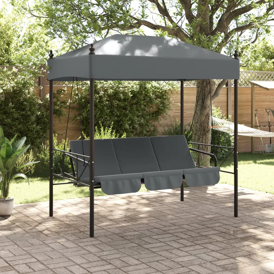 Balancelle de jardin avec auvent gris foncé acier - 3