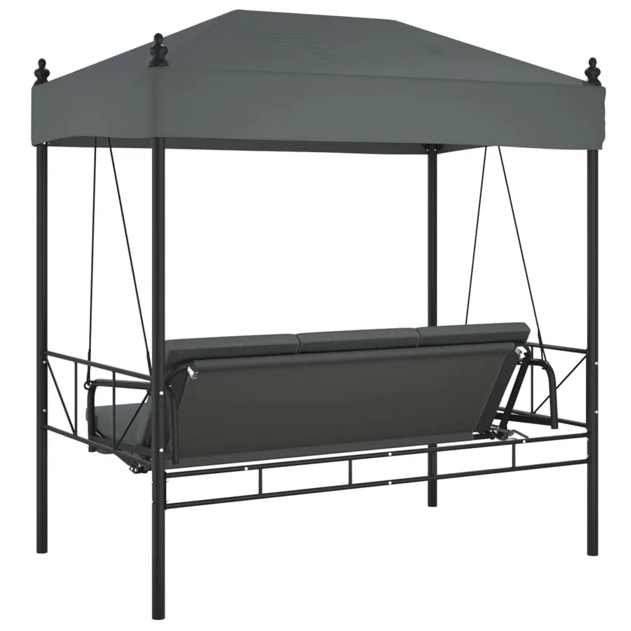 Balancelle de jardin avec auvent gris foncé acier - 7