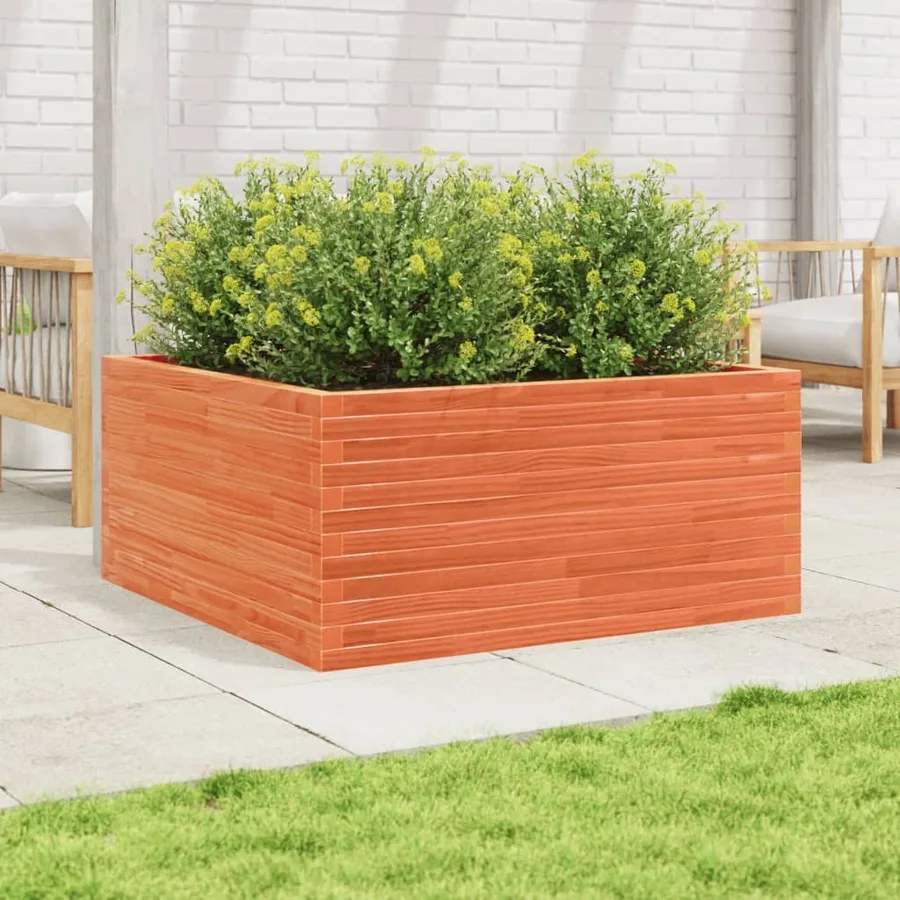 Jardinière cire marron 100x100x46 cm bois de pin massif - 3