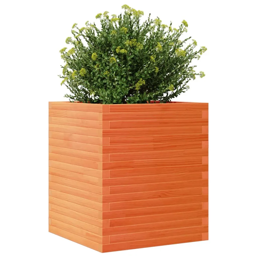 Jardinière cire marron 60x60x68,5 cm bois de pin massif - 4