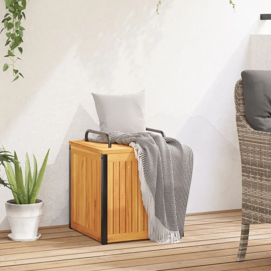 Boîte à coussins d'extérieur bois d'acacia solide et acier - 3