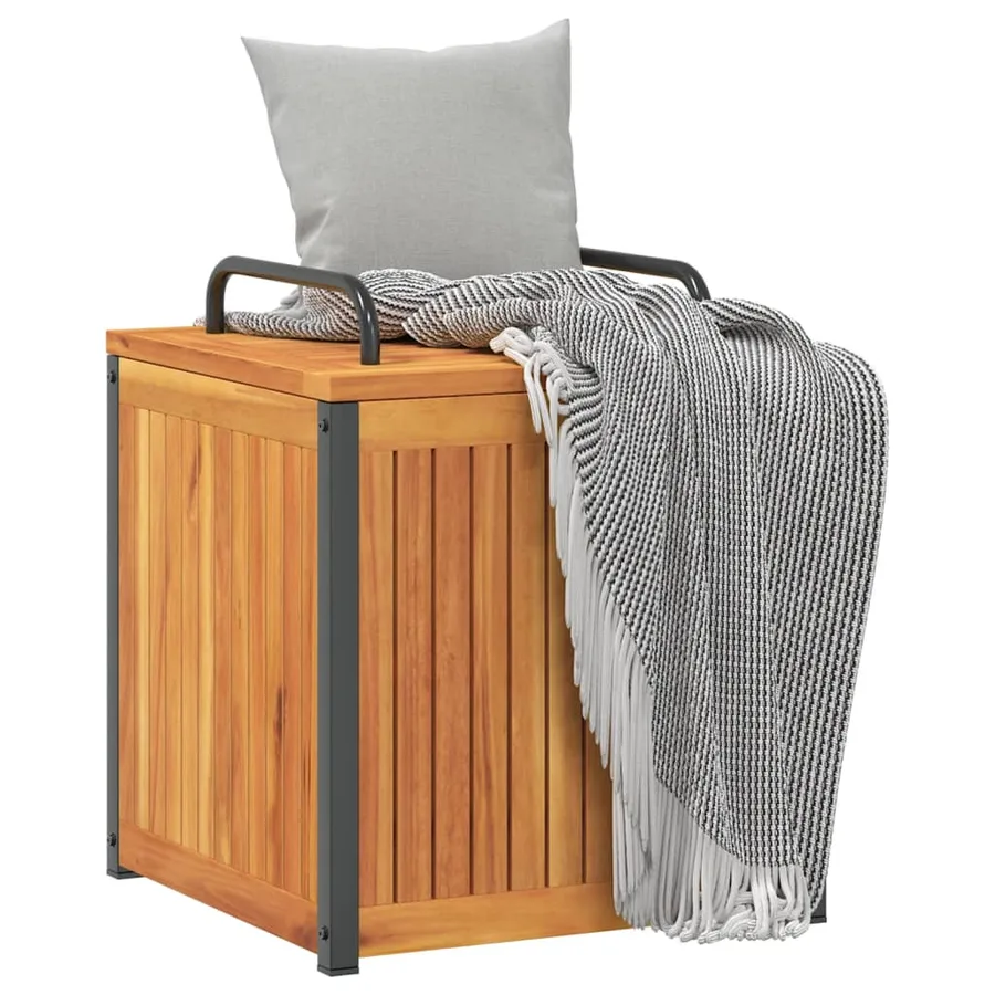 Boîte à coussins d'extérieur bois d'acacia solide et acier - 4