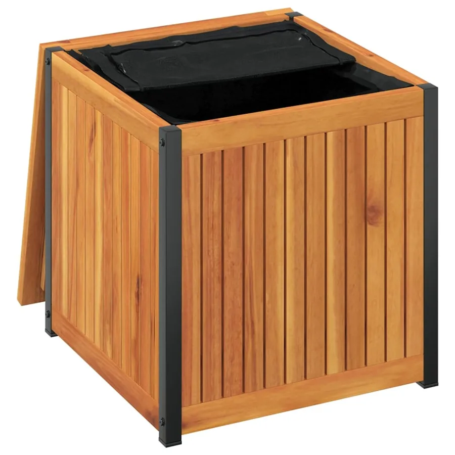 Boîte à coussins d'extérieur bois d'acacia solide et acier - 8