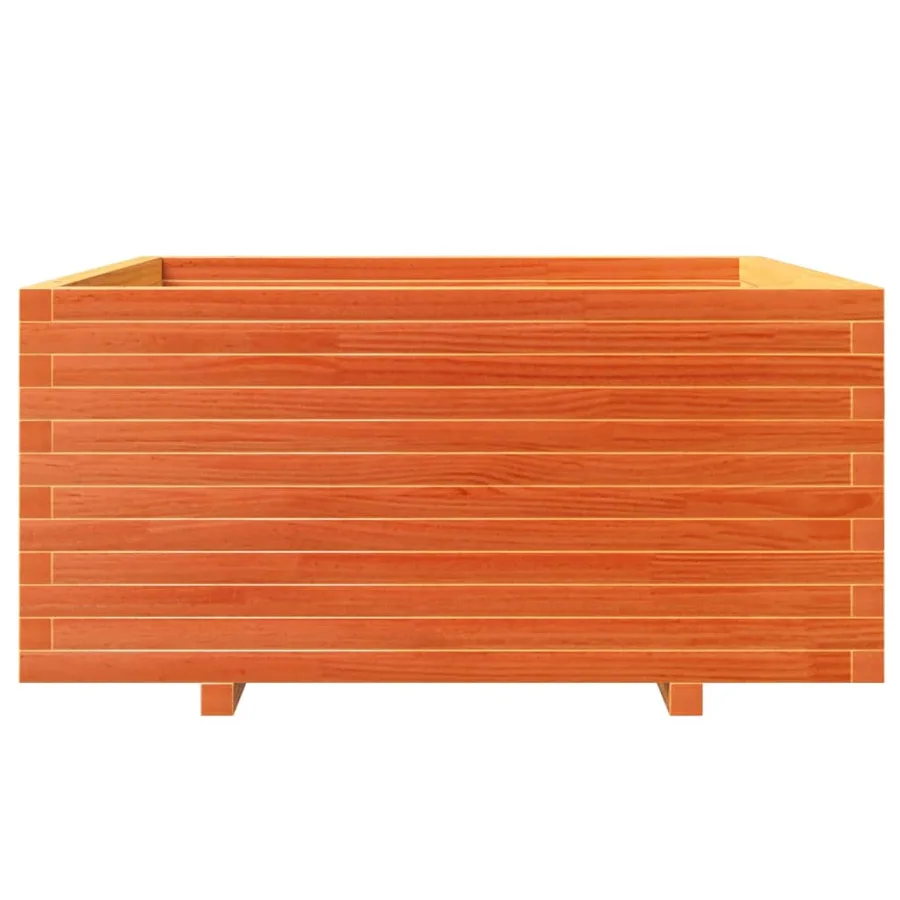 Jardinière cire marron 100x100x49,5 cm bois de pin massif - 5