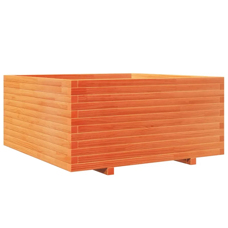 Jardinière cire marron 100x100x49,5 cm bois de pin massif - 7