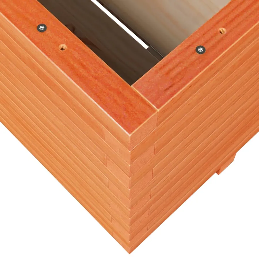 Jardinière cire marron 100x100x49,5 cm bois de pin massif - 8