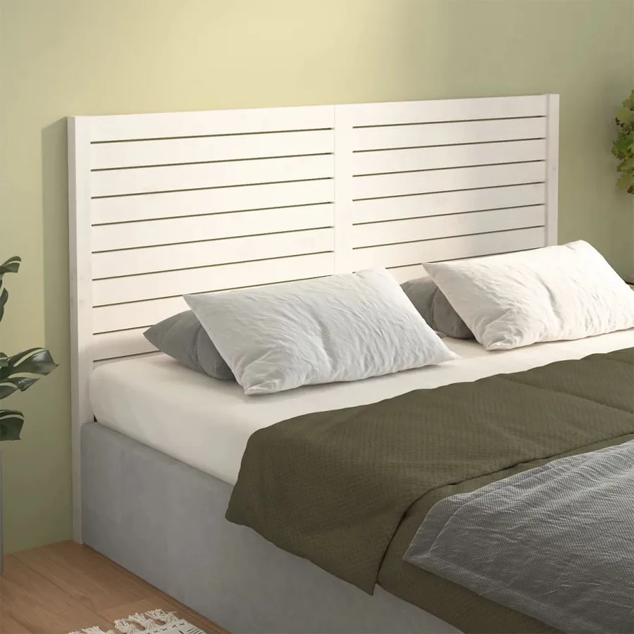Tête de lit Blanc 146x4x100 cm Bois massif de pin - 4