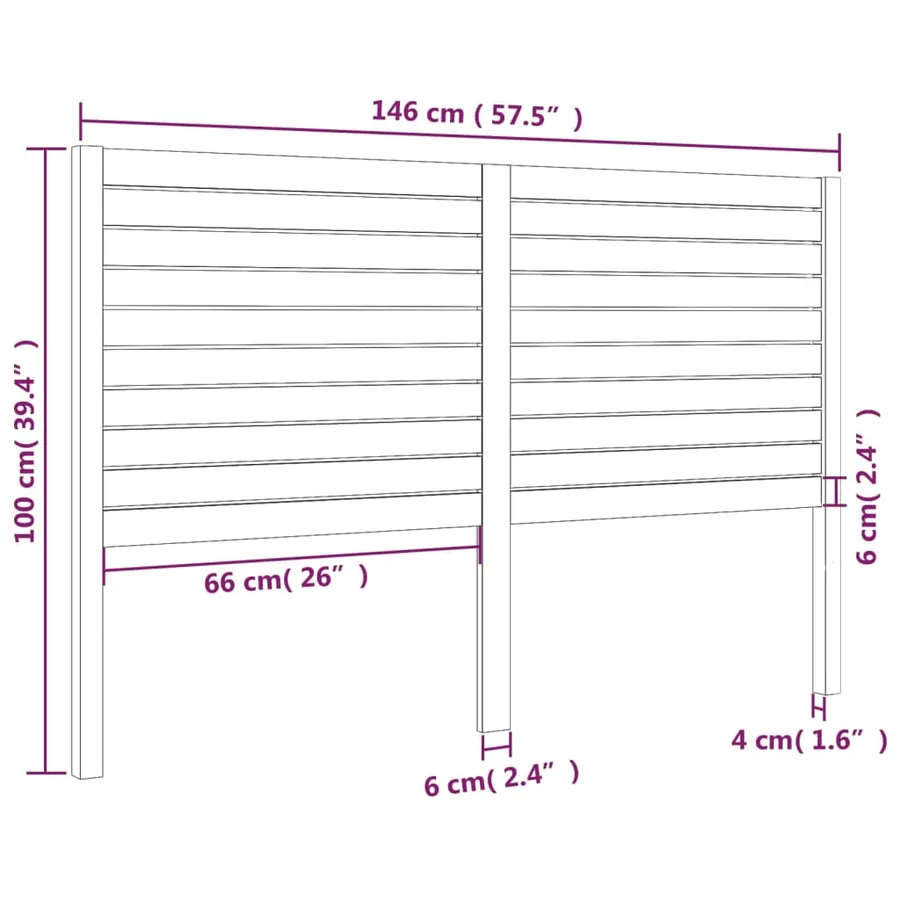 Tête de lit Blanc 146x4x100 cm Bois massif de pin - 6