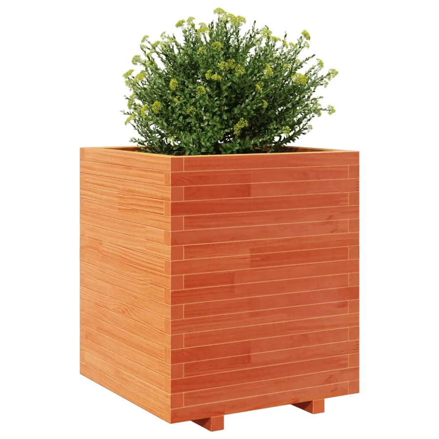 Jardinière cire marron 60x60x72,5 cm bois de pin massif - 4
