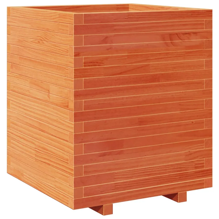 Jardinière cire marron 60x60x72,5 cm bois de pin massif - 7