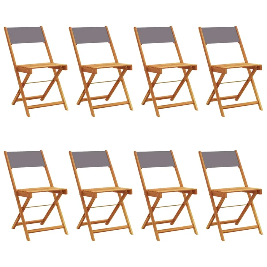 Chaises de jardin pliantes lot de 8 tissu et bois massif - 2