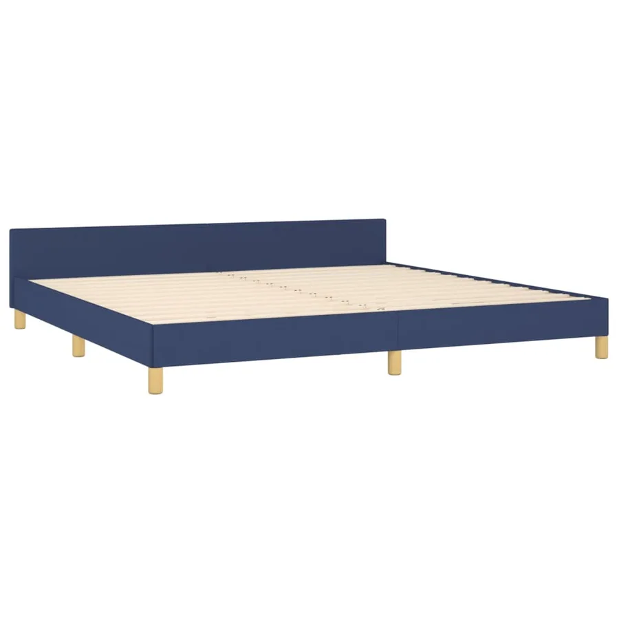 Cadre de lit sans matelas avec tête de lit bleu 200x200cm tissu - 5