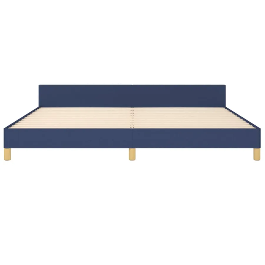 Cadre de lit sans matelas avec tête de lit bleu 200x200cm tissu - 6