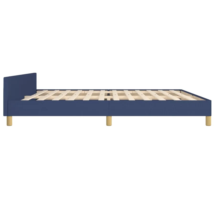 Cadre de lit sans matelas avec tête de lit bleu 200x200cm tissu - 7
