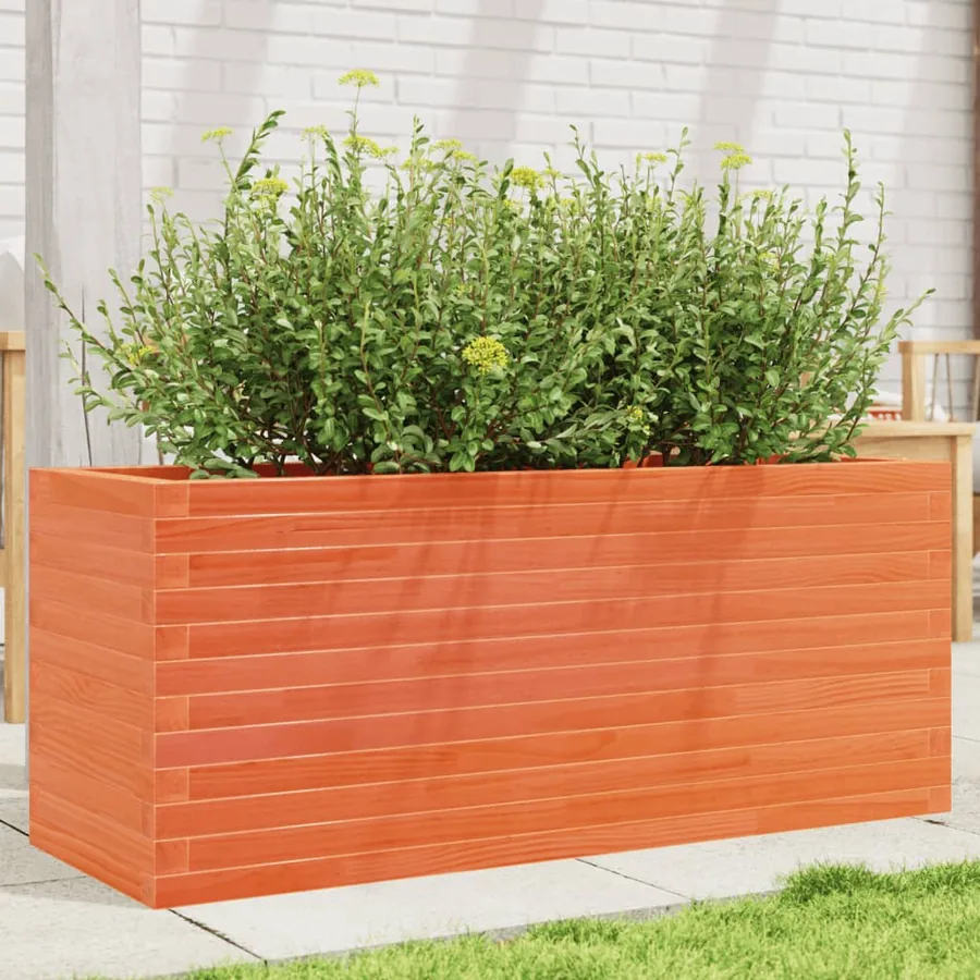 Jardinière cire marron 110x40x45,5 cm bois de pin massif