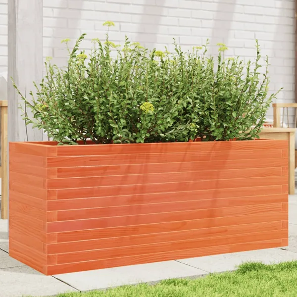 Jardinière cire marron 110x40x45,5 cm bois de pin massif