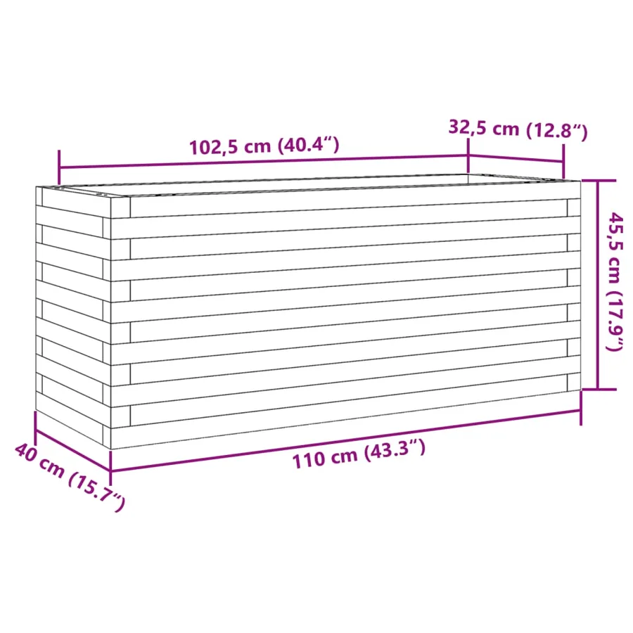 Jardinière cire marron 110x40x45,5 cm bois de pin massif - 10