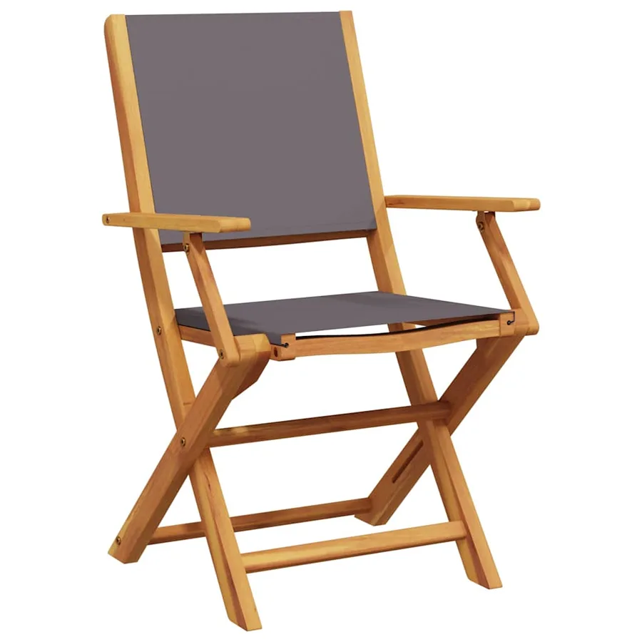 Chaises de jardin lot de 2 anthracite bois acacia massif tissu - 4