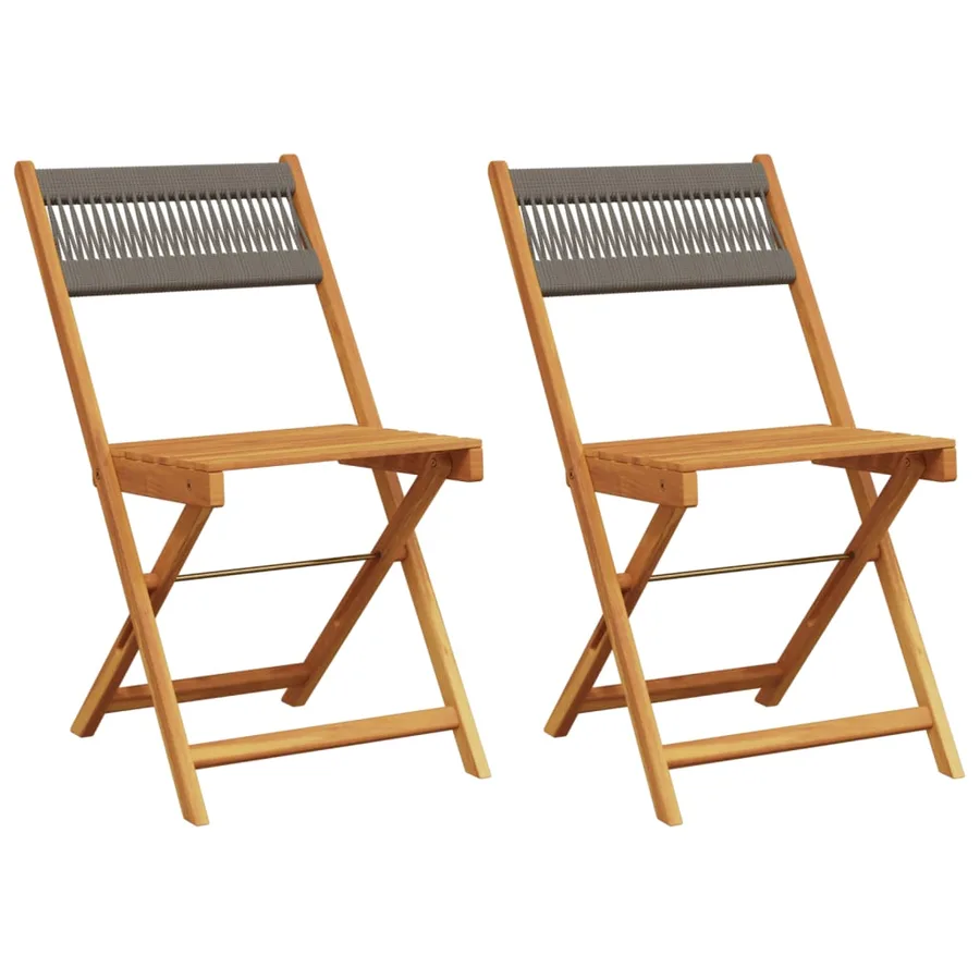 Chaises de bistrot lot de 2 gris bois d'acacia et corde - 2
