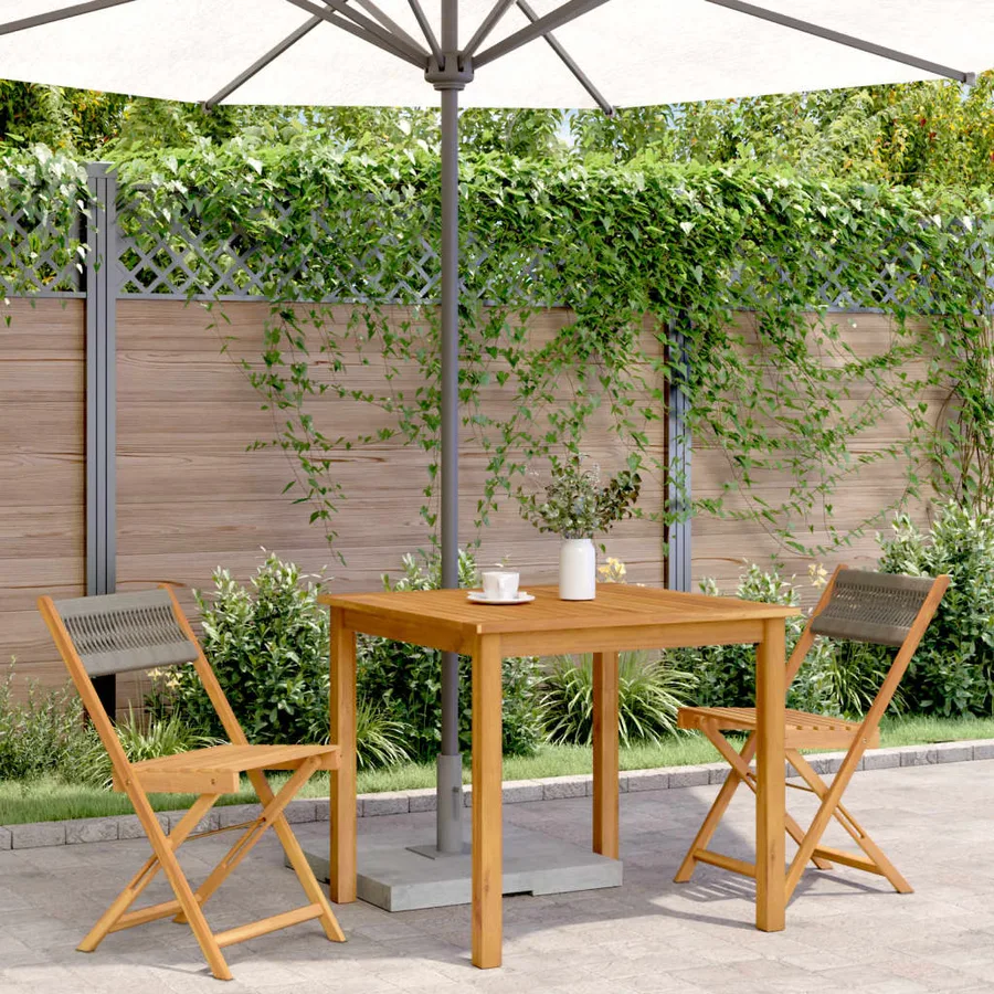 Chaises de bistrot lot de 2 gris bois d'acacia et corde - 3