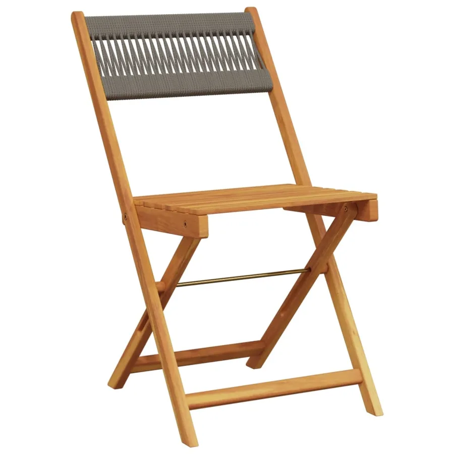 Chaises de bistrot lot de 2 gris bois d'acacia et corde - 4