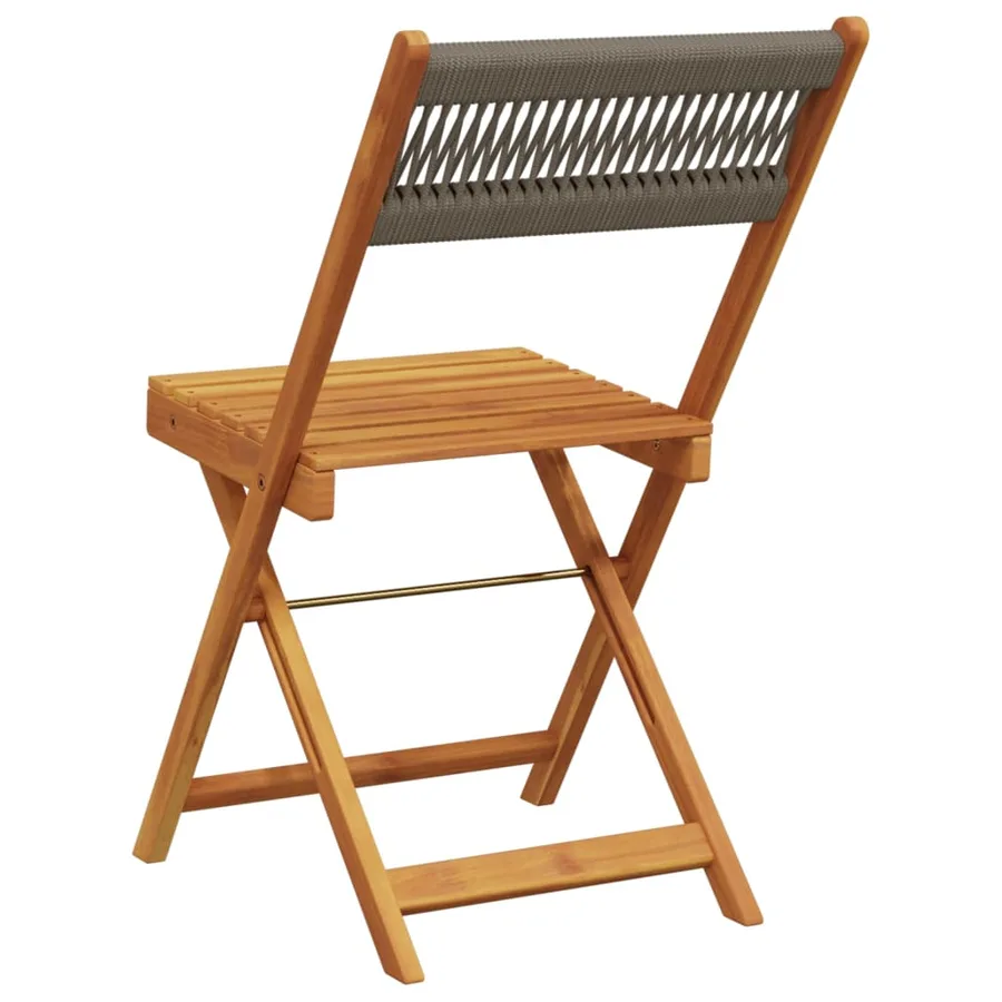 Chaises de bistrot lot de 2 gris bois d'acacia et corde - 7