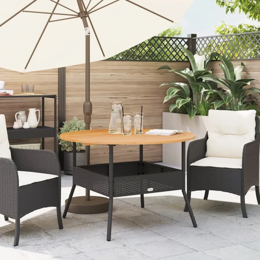 Table de jardin et dessus en bois d'acacia noir résine tressée - 3