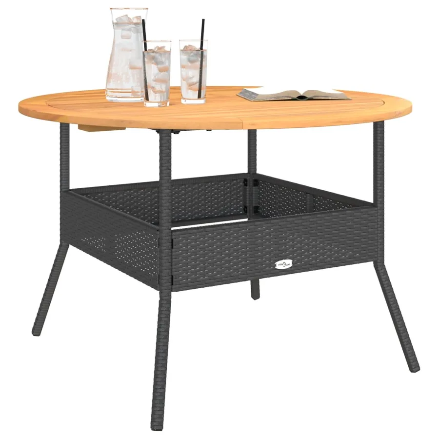 Table de jardin et dessus en bois d'acacia noir résine tressée - 4