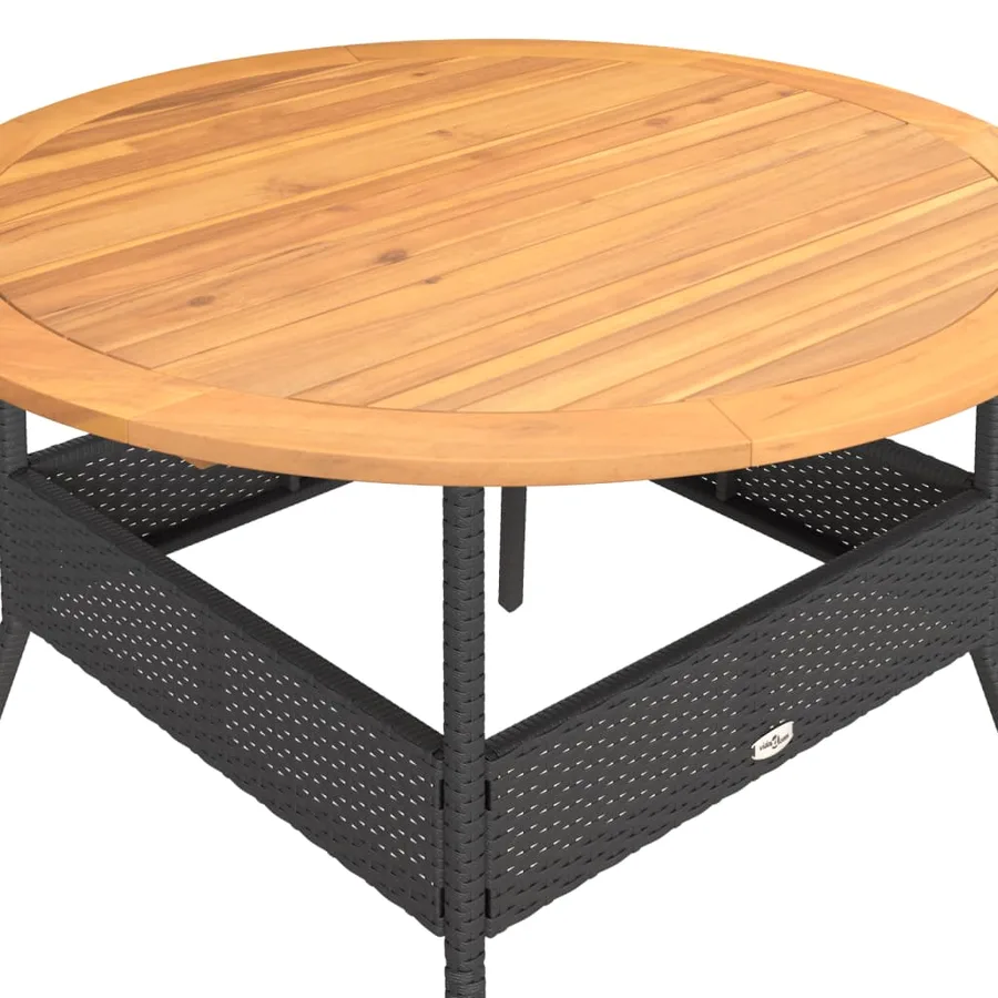 Table de jardin et dessus en bois d'acacia noir résine tressée - 8