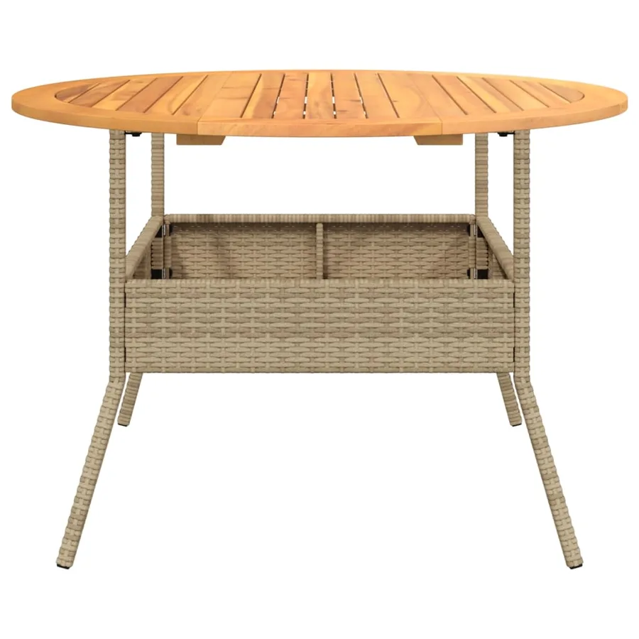 Table de jardin et dessus en bois d'acacia beige résine tressée - 6