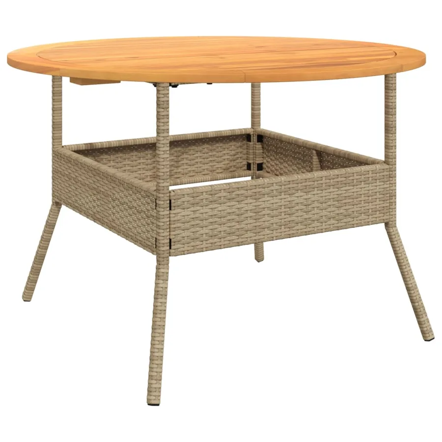 Table de jardin et dessus en bois d'acacia beige résine tressée - 7