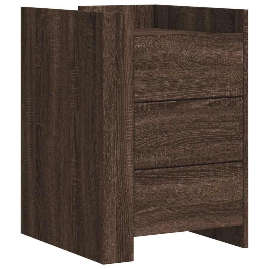 Table de chevet chêne marron 45x50x65 cm bois d'ingénierie - 2