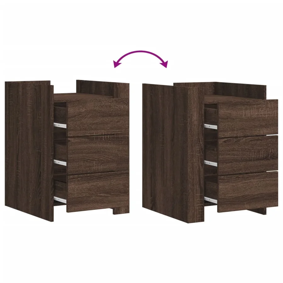 Table de chevet chêne marron 45x50x65 cm bois d'ingénierie - 7