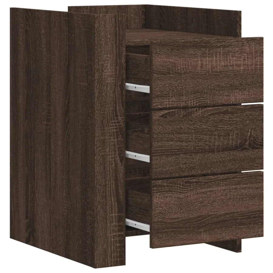 Table de chevet chêne marron 45x50x65 cm bois d'ingénierie - 8