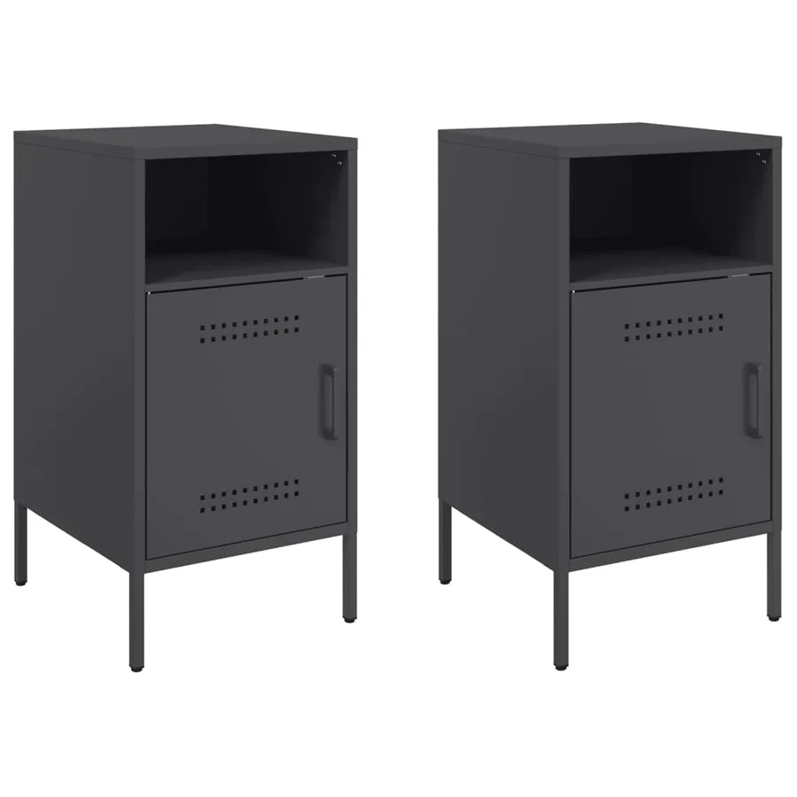 Tables de chevet 2 pcs noir 36x39x68 cm acier - 2