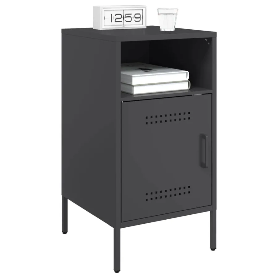 Tables de chevet 2 pcs noir 36x39x68 cm acier - 3