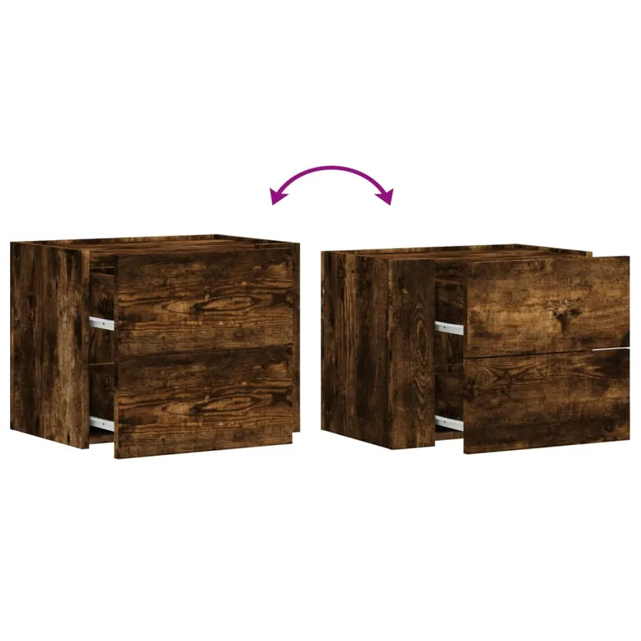 Table de chevet murale chêne fumé 45x30x35 cm - 8
