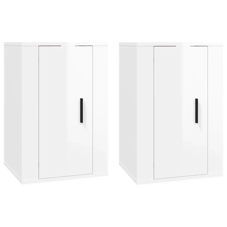 Meubles TV muraux 2 pcs Blanc brillant 40x34,5x60 cm - 2