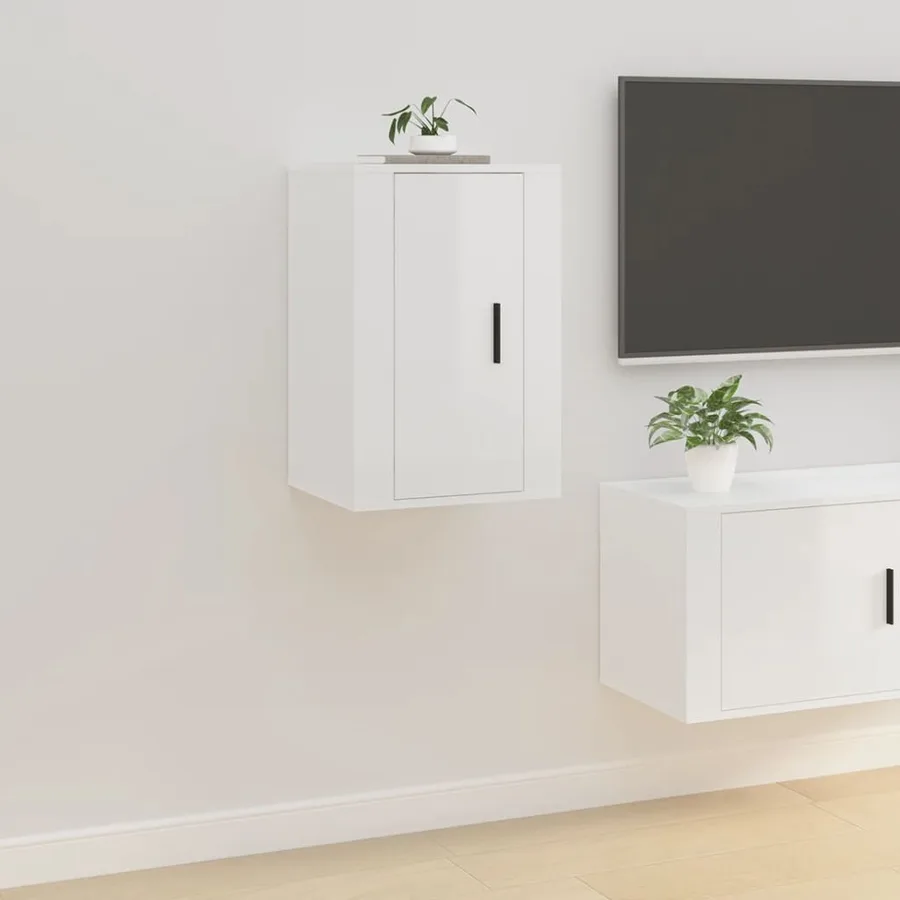 Meubles TV muraux 2 pcs Blanc brillant 40x34,5x60 cm - 3