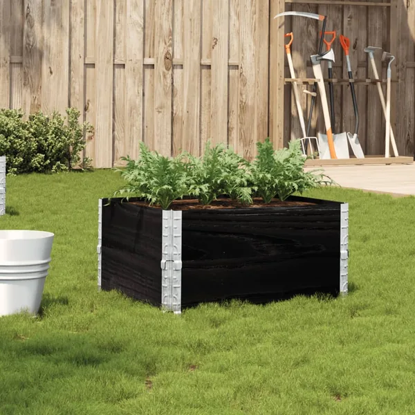 Jardinière noir 80x60 cm bois massif de pin