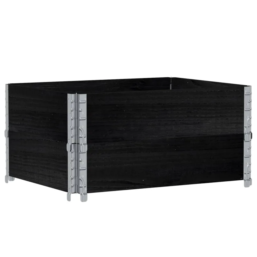 Jardinière noir 80x60 cm bois massif de pin - 2