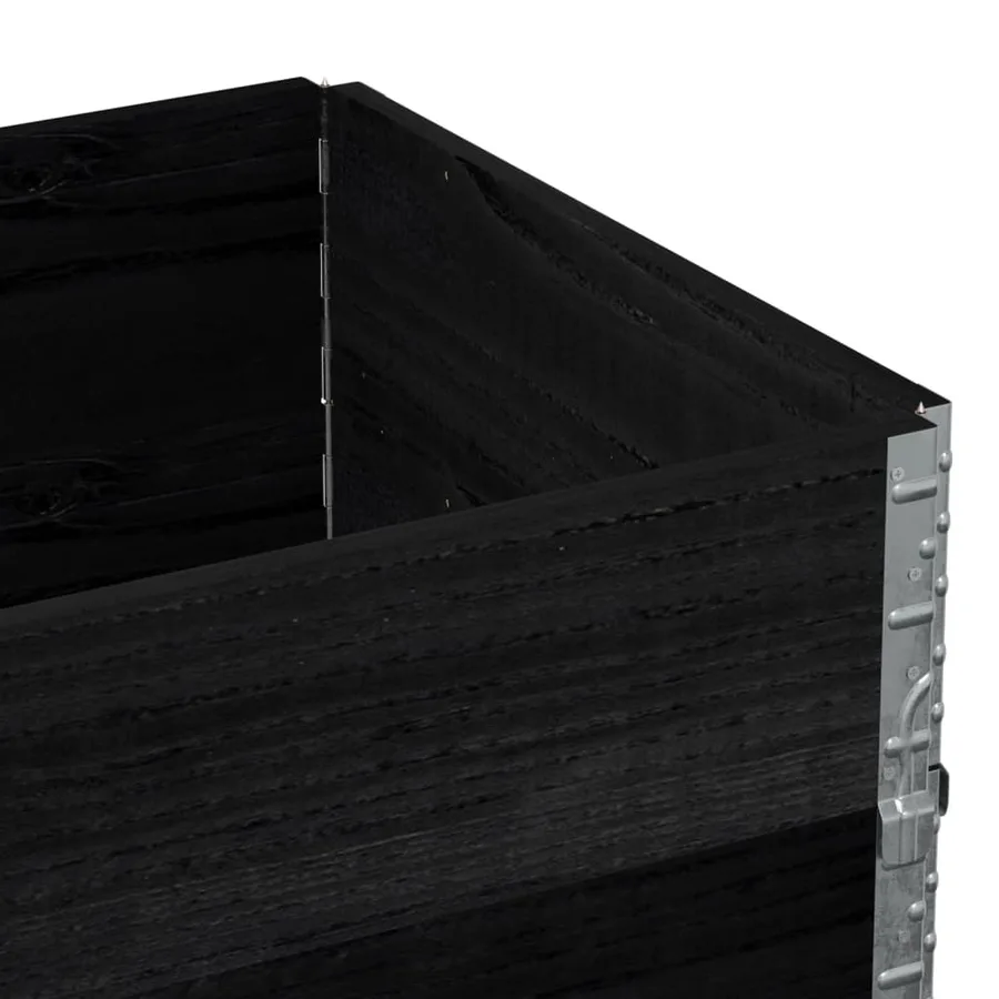 Jardinière noir 80x60 cm bois massif de pin - 7