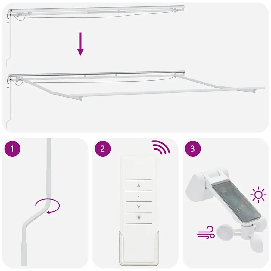 Auvent rétractable automatique avec LED bordeaux 500x300 cm - 8