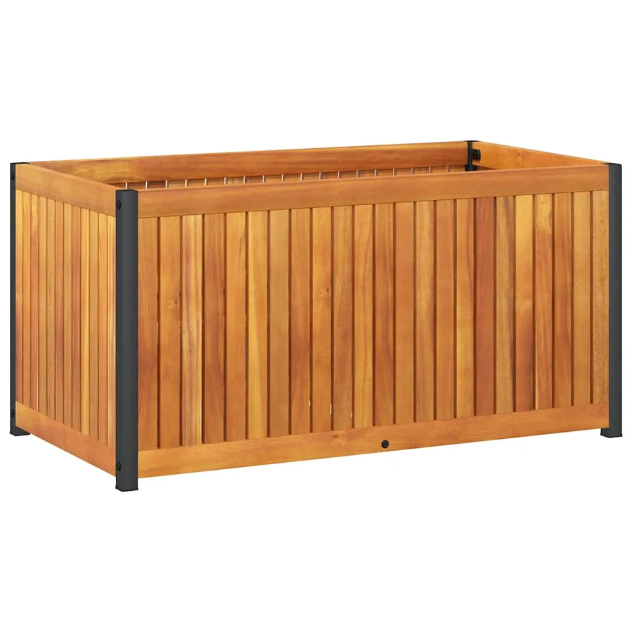 Jardinière 85x45x44 cm bois massif d'acacia et acier - 2