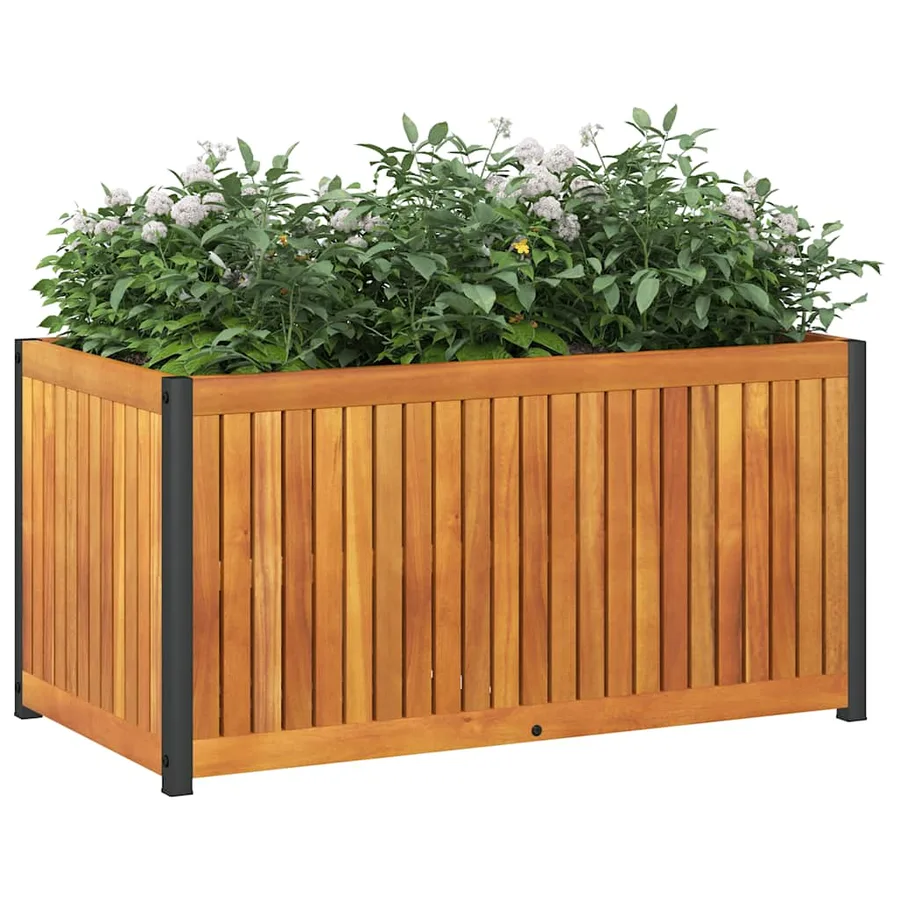 Jardinière 85x45x44 cm bois massif d'acacia et acier - 3