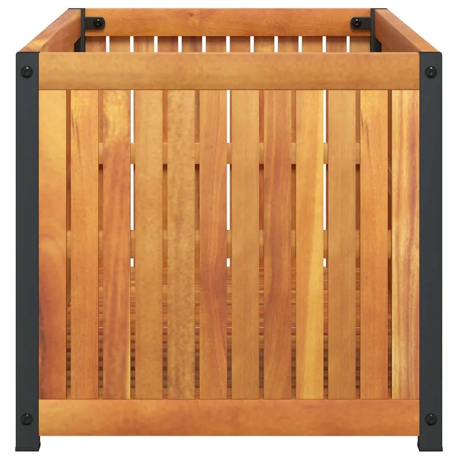 Jardinière 85x45x44 cm bois massif d'acacia et acier - 5