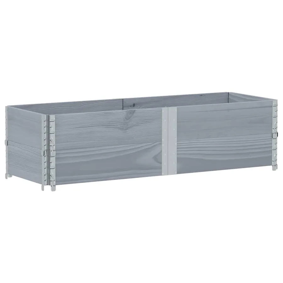 Jardinière gris 150x50 cm bois massif de pin - 2